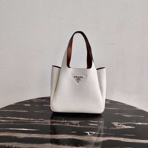 Bolso tote de piel de ciervo Prada 1BG335 Blanco