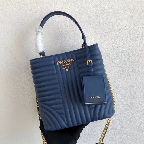 Bolso Prada Doble Saffiano Original De Piel De Becerro 1BA212 Azul