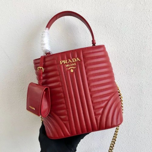 Bolso Prada Doble Saffiano Original De Piel De Becerro 1BA212 Rojo