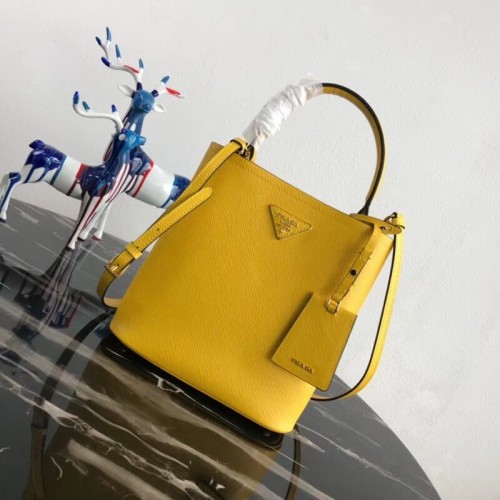 Prada Bolso doble de piel Saffiano 1BA212 limón