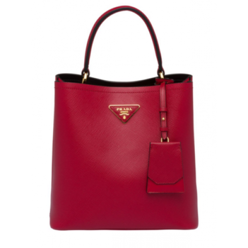 Prada Bolso Doble de piel Saffiano 1BA212 rojo