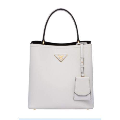 Prada Bolso doble de piel Saffiano 1BA212 blanco