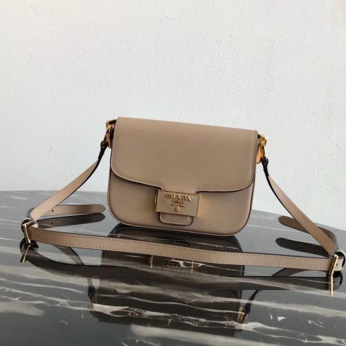 Prada Embleme bolso de cuero Saffiano 1BD217 albaricoque