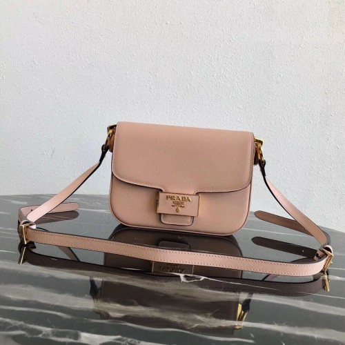 Bolso de piel Prada Embleme Saffiano 1BD217 rosa