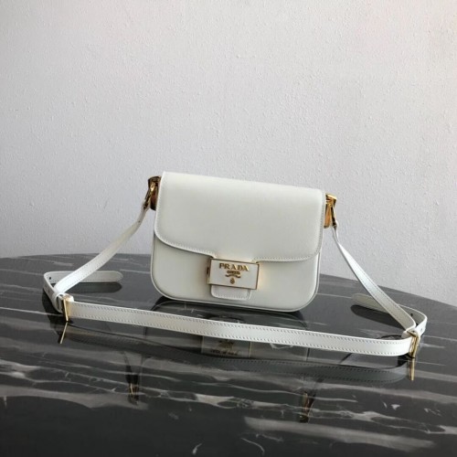 Bolso de piel Prada Embleme Saffiano 1BD217 blanco