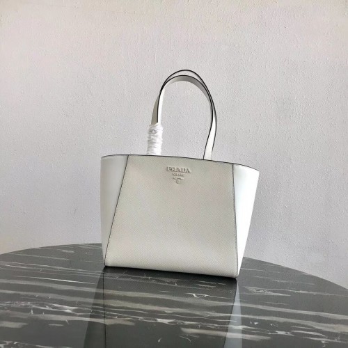 Bolso de piel Prada Embleme Saffiano 1BG288 blanco