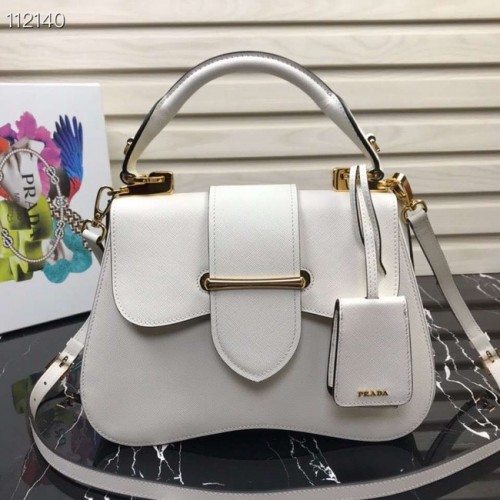 Bolso de piel Prada Embleme Saffiano 1BN005 blanco