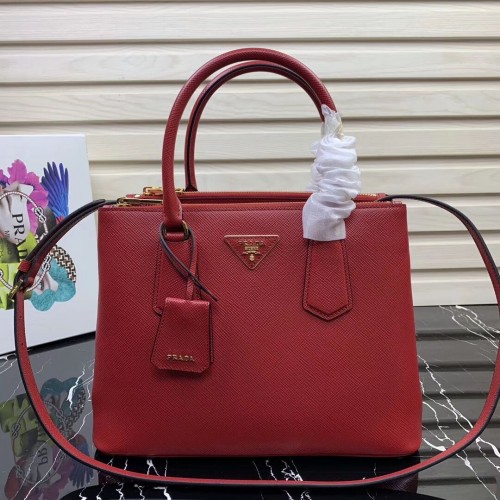 Bolso de piel Prada Galleria Saffiano 1BA232 Rojo