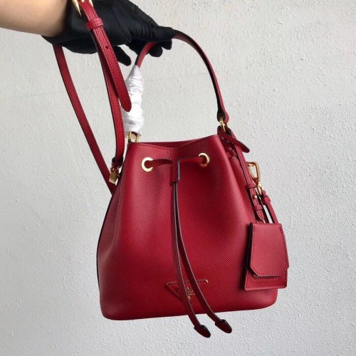 Bolso de piel Prada Galleria Saffiano 1BE032 Rojo