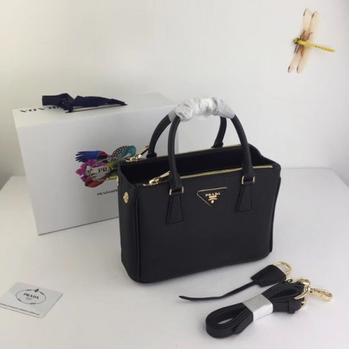 Bolso pequeño de piel saffiano Prada Galleria BN2316 negro