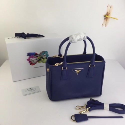 Bolso Prada Galleria pequeño de piel saffiano BN2316 azul