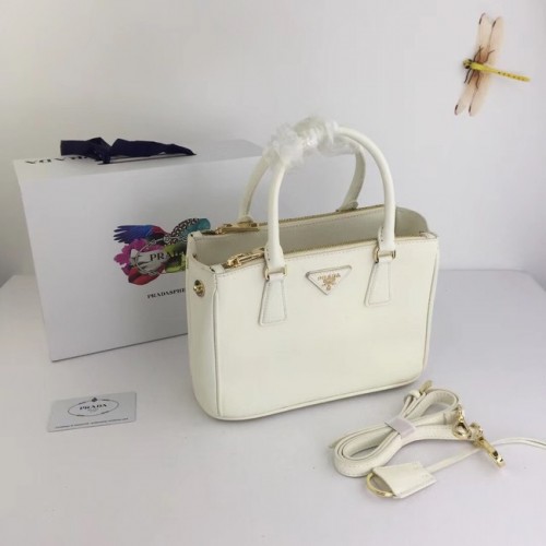 Bolso pequeño de piel saffiano Prada Galleria BN2316 blanco