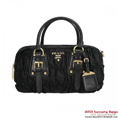 Bolso Prada Gaufre De Tela Con Asa Superior BL0800 Negro