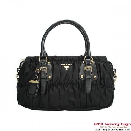 Bolso Prada Gaufre De Tela Con Asa Superior BN1407 Negro