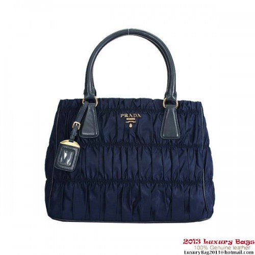 Bolso tote de tela Prada Gaufre BN2393 Azul oscuro