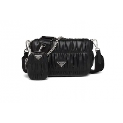 Bolso de hombro Prada Gaufre de napa 1BD289 negro