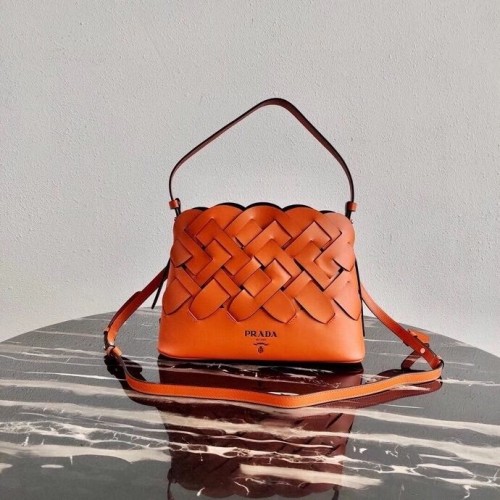 Prada Cuero Prada Tress Bolso 1BA290 naranja