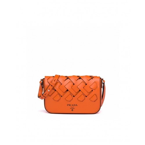 Prada Leather Prada Tress Shoulder Bag 1BD246 naranja