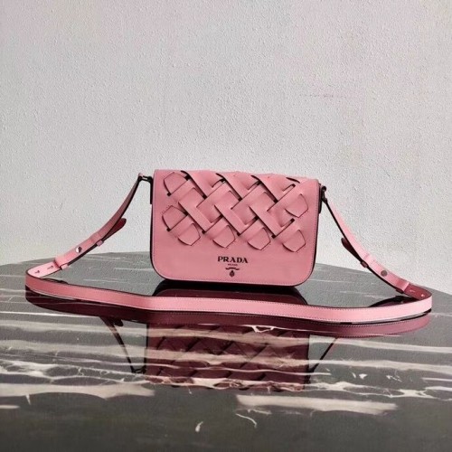 Prada Leather Prada Tress Shoulder Bag 1BD246 rosa