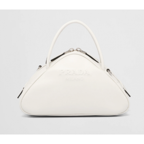 Prada Bolso triangular de piel 1BB082 blanco