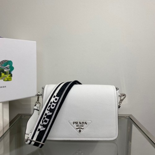 Prada Bolso de piel con bandolera 1BD314 blanco
