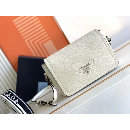 Prada Bolso de piel con bandolera 1DB443 blanco
