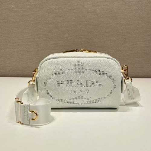 Prada Bolso de cuero con bandolera 1DH781 blanco