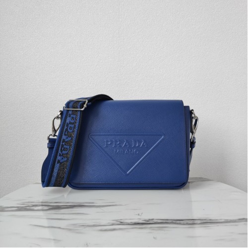 Prada Bolso de piel con bandolera 2BV031 azul