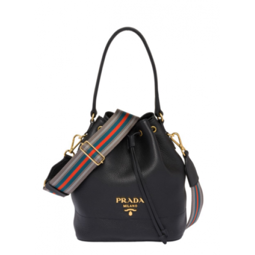 Bolso bombonera de piel Prada 1BE018 negro