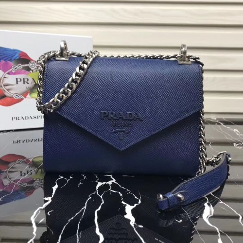 Bolso Prada Monochrome de piel Saffiano 1BD127 azul