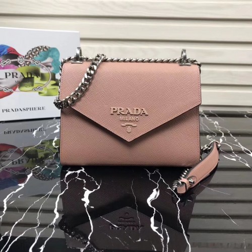 Bolso Prada Monochrome de piel Saffiano 1BD127 rosa claro