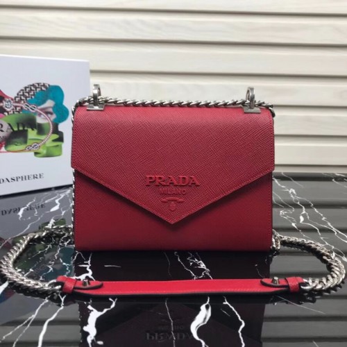 Bolso Prada Monochrome de piel Saffiano 1BD127 rojo