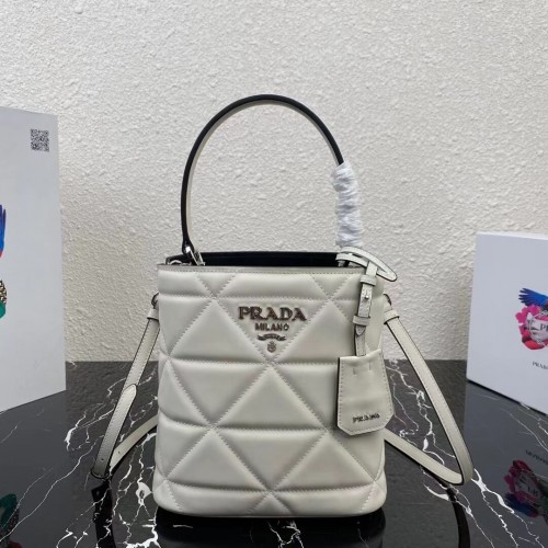 Prada Nappa Leather Prada Spectrum Tote 1BG319 blanco
