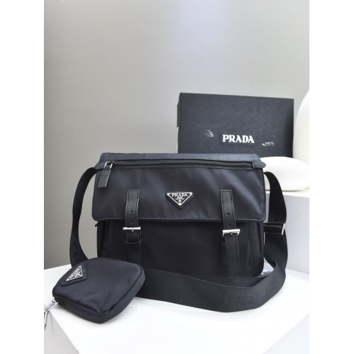Bolso bandolera Prada Nylon Flap Messenger PN1259 Negro