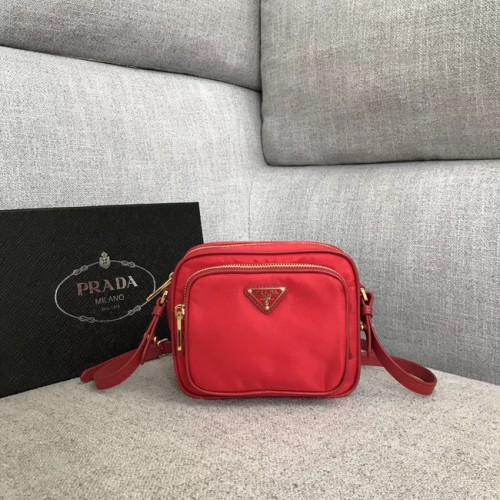 Bolso de hombro de nylon Prada 82022 rojo