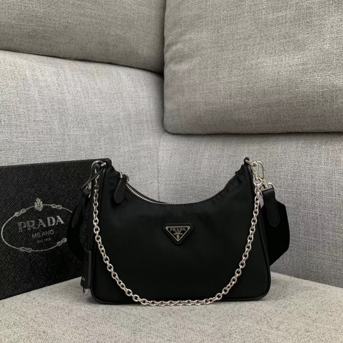 Prada Re-Edition 2005 bandolera de nylon 1BH204 negro