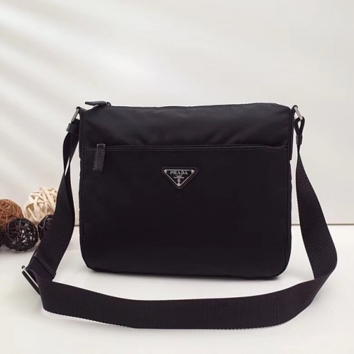 Bolso bandolera Prada de nailon y piel BT0421 negro
