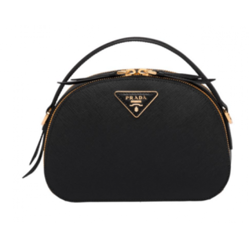 Bolso de piel Prada Odette Saffiano 1BH123 negro