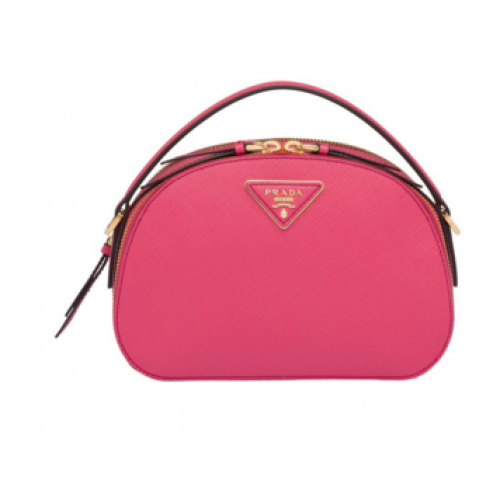 Bolso de piel Prada Odette Saffiano 1BH123 rosa