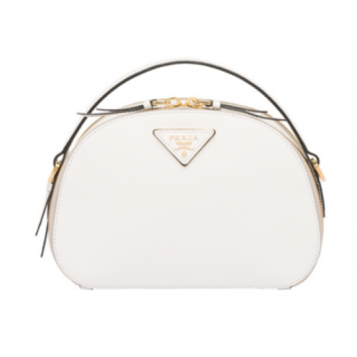 Bolso de piel Prada Odette Saffiano 1BH123 blanco