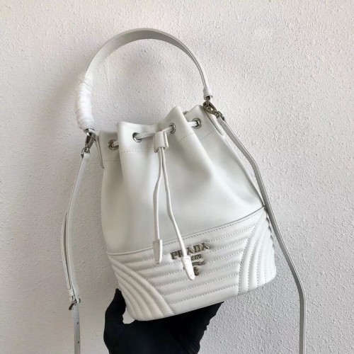 Bolso bombonera Prada Original de piel de becerro 1BH038 Blanco