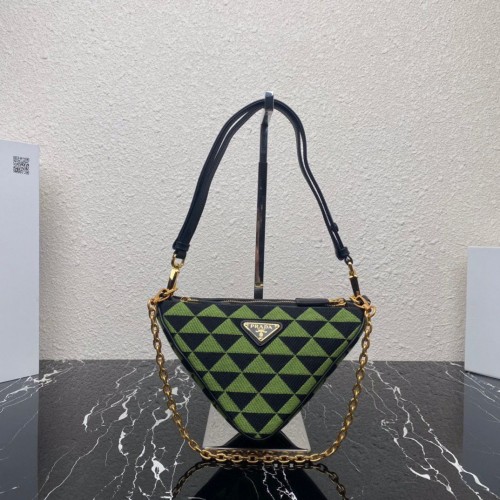 Minibolso Prada Symbole de piel y tejido 1BC176 Verde