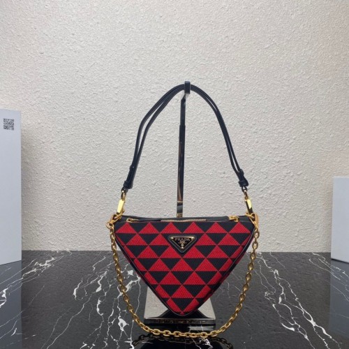 Minibolso Prada Symbole de piel y tejido 1BC176 Rojo