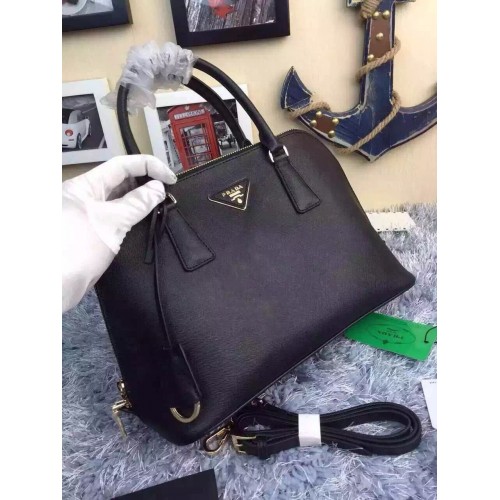 Prada Original Leather Medium Shell Bag P0837 Negro