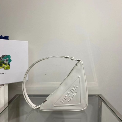 Prada Bolso de mano acolchado en piel de napa 1BE003 blanco