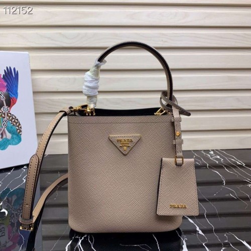 Bolso Prada Panier pequeño Original Saffiano 1BA217 Albaricoque