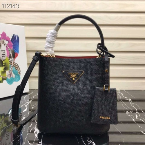 Bolso Prada Panier pequeño Original Saffiano 1BA217 Negro