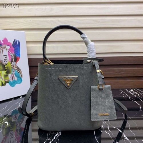 Bolso Prada Panier pequeño Original Saffiano 1BA217 Gris