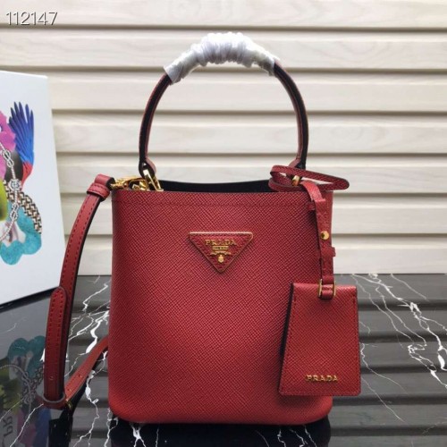 Bolso Prada Panier pequeño Original Saffiano 1BA217 Rojo
