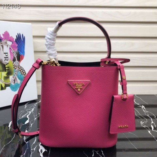 Bolso Prada Panier pequeño Original Saffiano 1BA217 Rosa